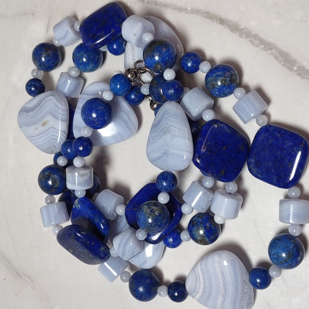Jay King Lapis/Blue Lace Agate/Sodalite Gemstone Necklace - Picture 2 of 7